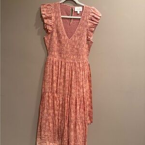 Cleobella brand pink floral tiered maxi dress in pristine condition, size large